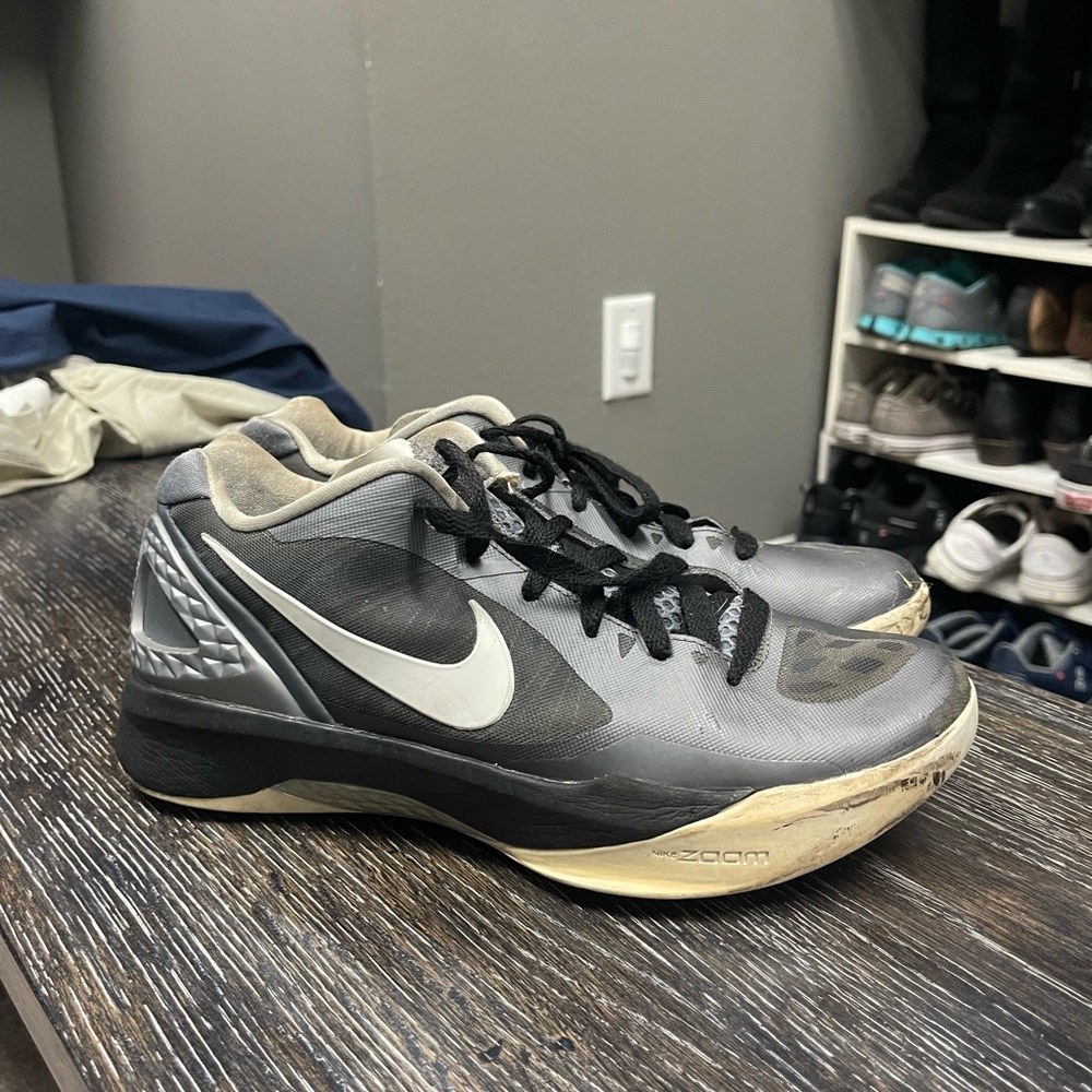 Nike Gray and Black Athletic Shoes with Mesh Upper